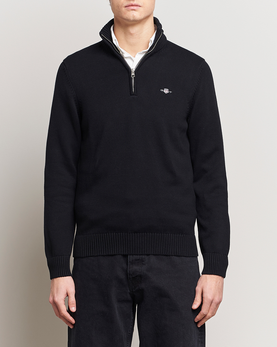 Herren | Pullover | GANT | Cotton Half Zip Black