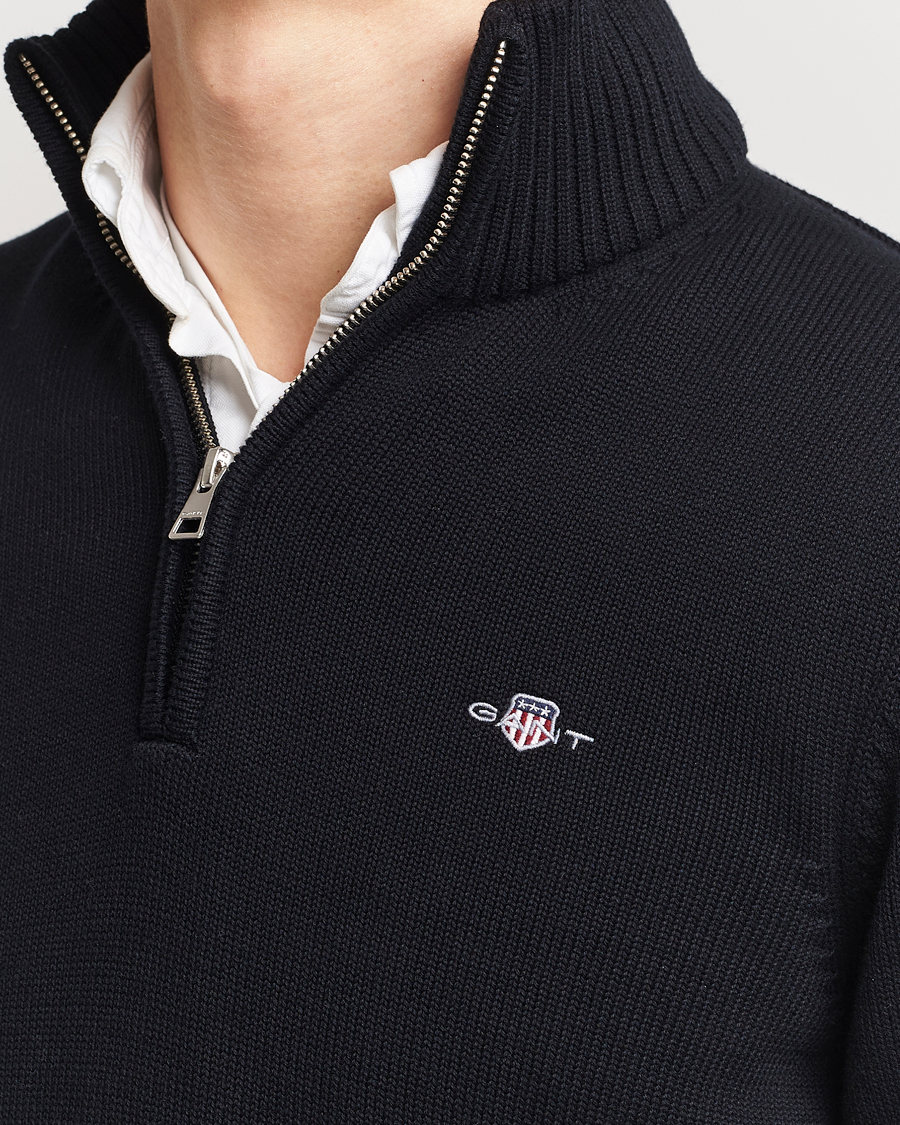 Herren | Pullover | GANT | Cotton Half Zip Black