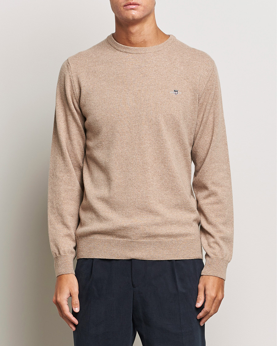 Herren | Pullover | GANT | Lambswool Crew Neck Pullover Dark Sand