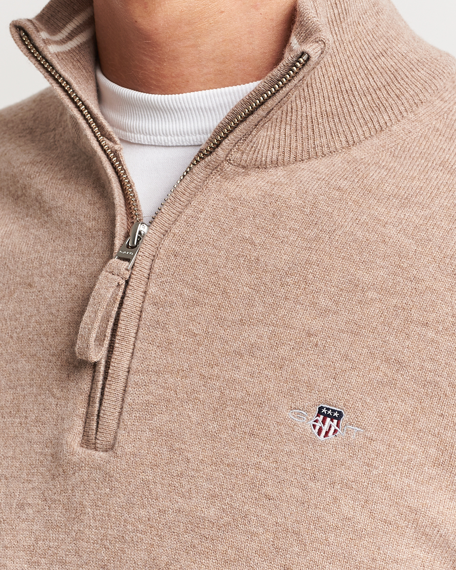 Herren | Pullover | GANT | Lamsbwool Half Zip Dark Sand