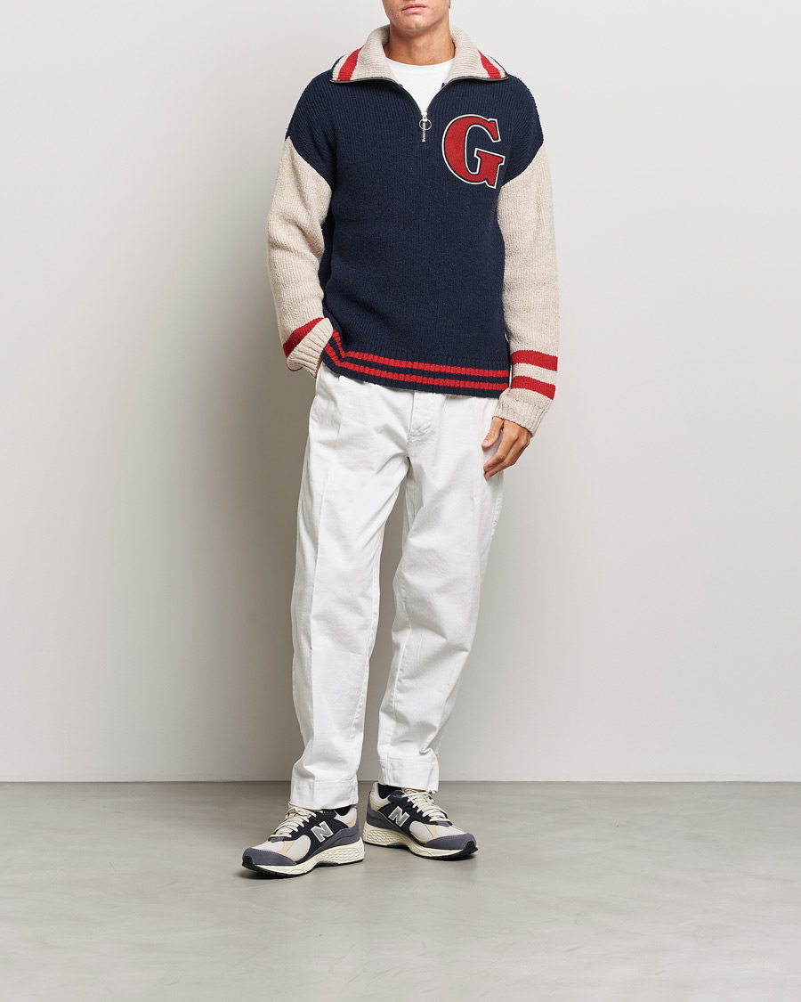 Herren | Pullover | GANT | Wool Neps Letter Half Zip Evening Blue