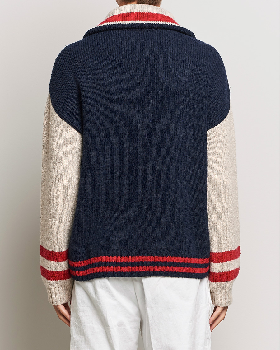 Herren | Pullover | GANT | Wool Neps Letter Half Zip Evening Blue