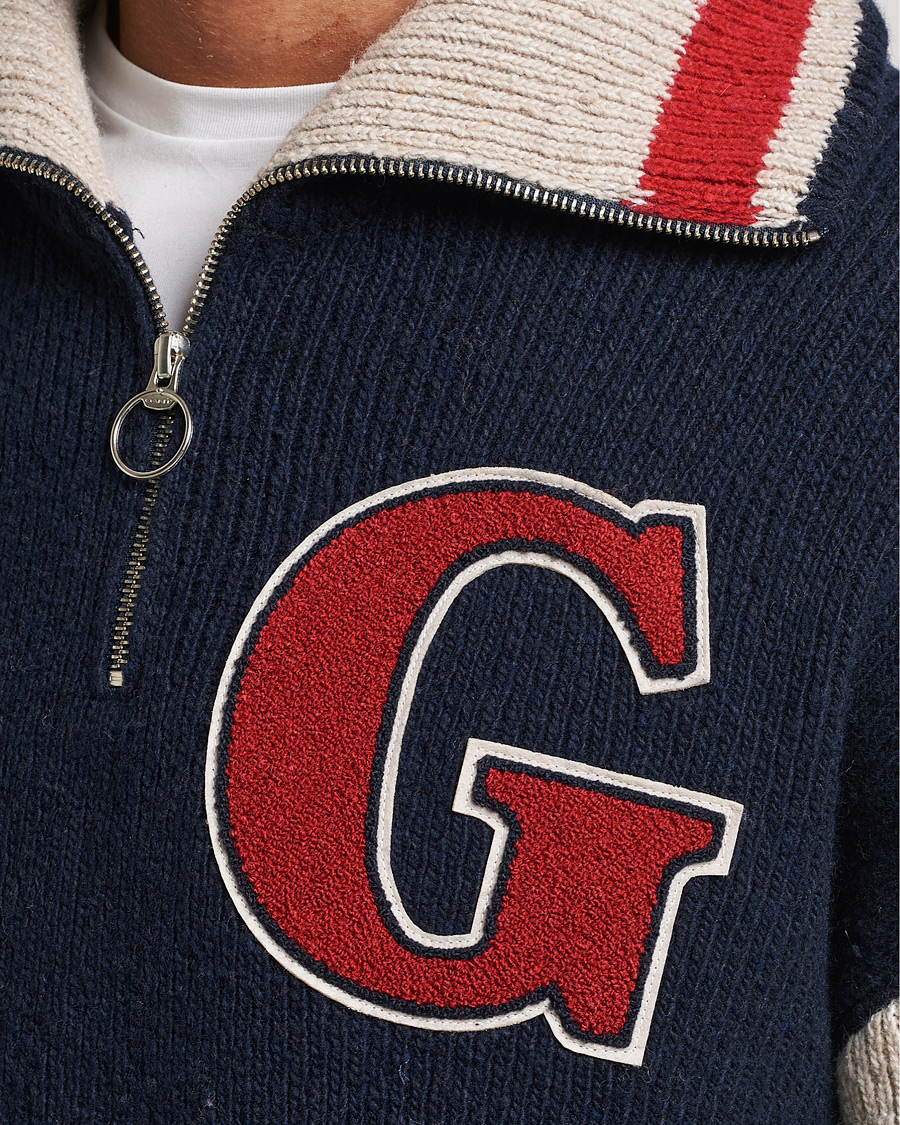 Herren | Pullover | GANT | Wool Neps Letter Half Zip Evening Blue
