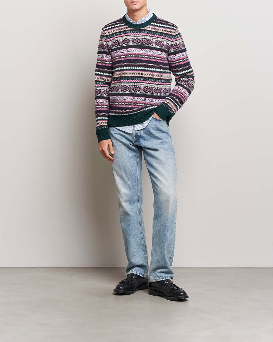 Herren | Pullover | GANT | Wool Fairisle Sweater Tartan Green