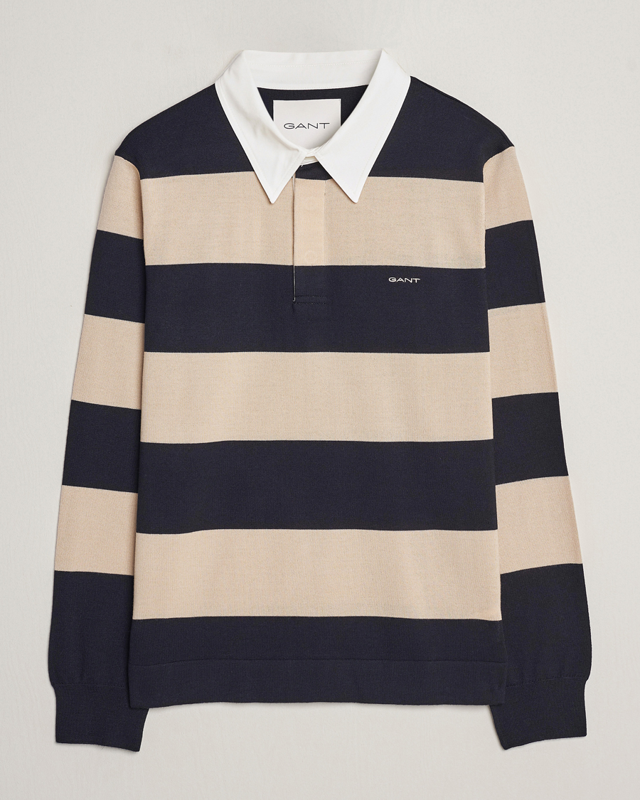 Herren | Pullover | GANT | Barstriped Knitted Rugger Beige/Navy