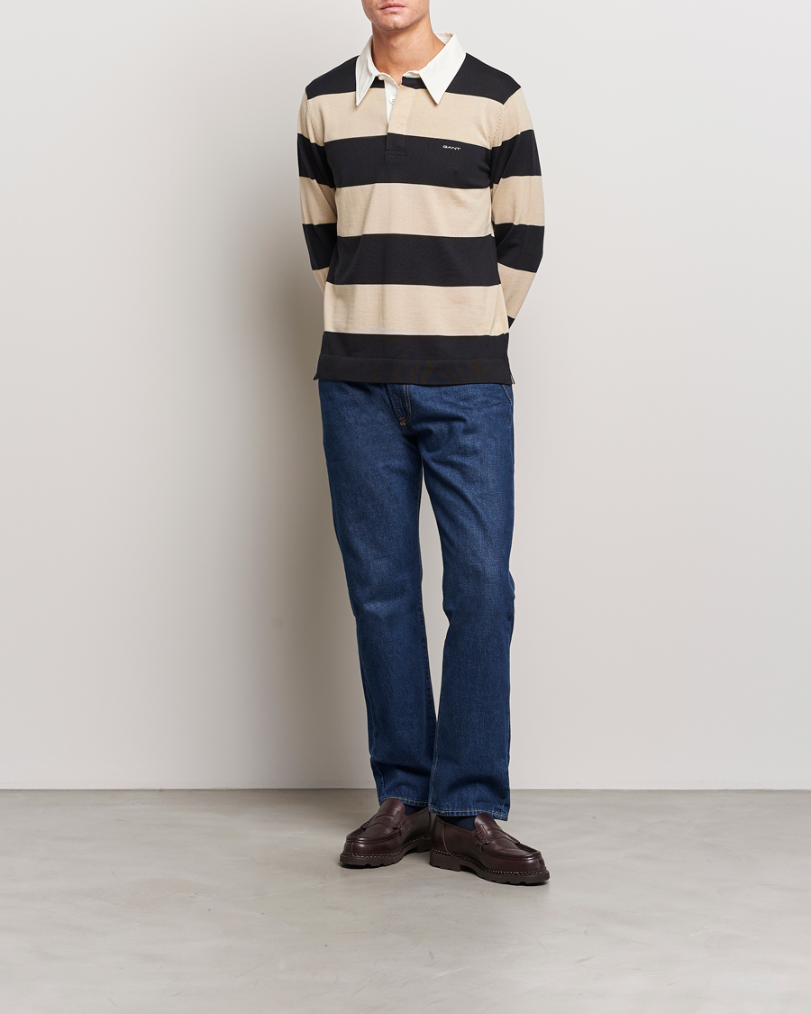 Herren | Pullover | GANT | Barstriped Knitted Rugger Beige/Navy