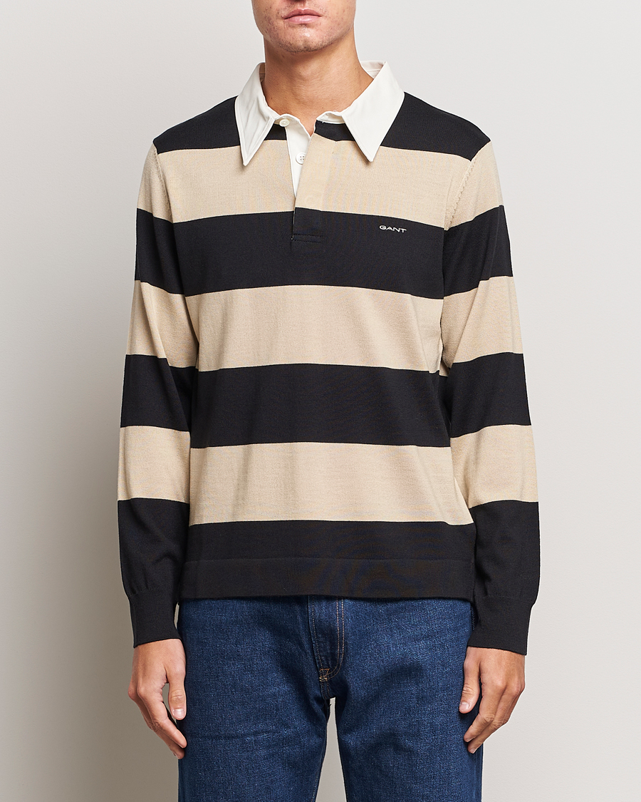 Herren | Pullover | GANT | Barstriped Knitted Rugger Beige/Navy