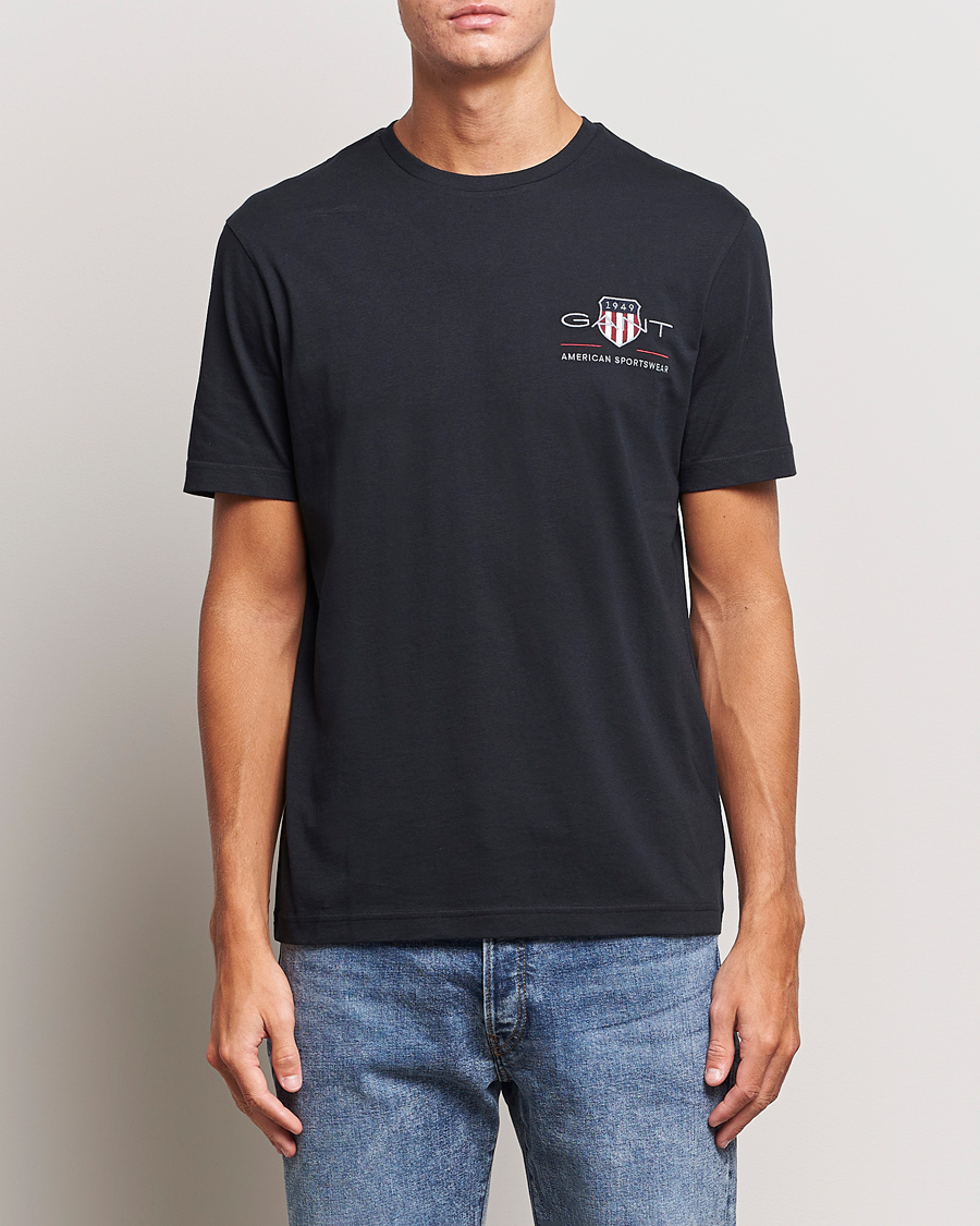 Herren | Schwartze t-shirts | GANT | Archive Shield Small Logo T-Shirt Black
