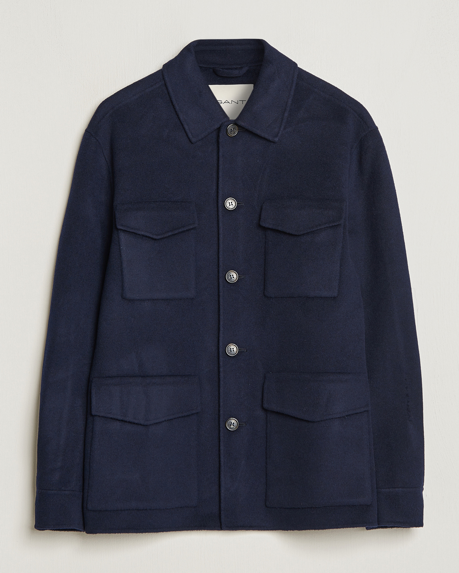 Herren | Jacken | GANT | Wool Pocket Shirt Jacket Evening Blue