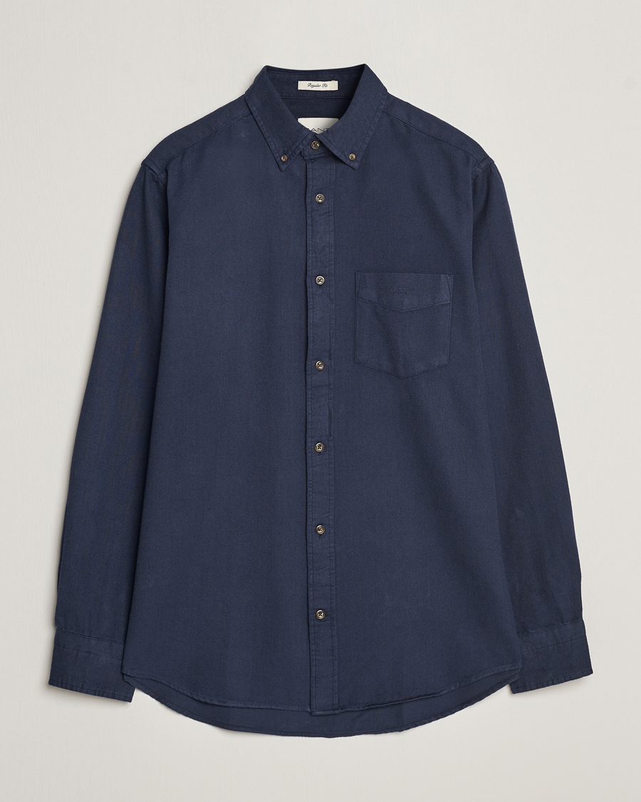 Herren | Hemden | GANT | Regular Fit Herringbone Flannel Shirt Marine
