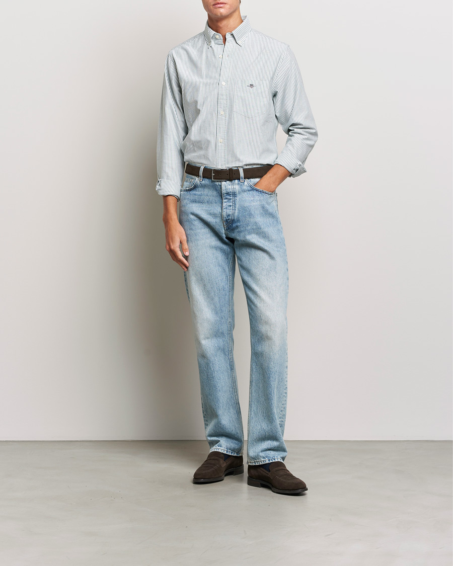 Herren | Hemden | GANT | Regular Fit Striped Oxford Shirt Forest Green