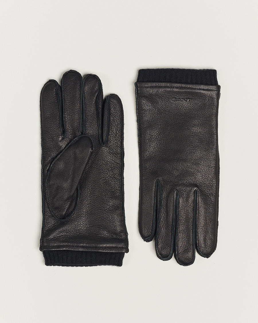 Herren | GANT Cashmere Lined Leather Gloves Black | GANT | Cashmere Lined Leather Gloves Black