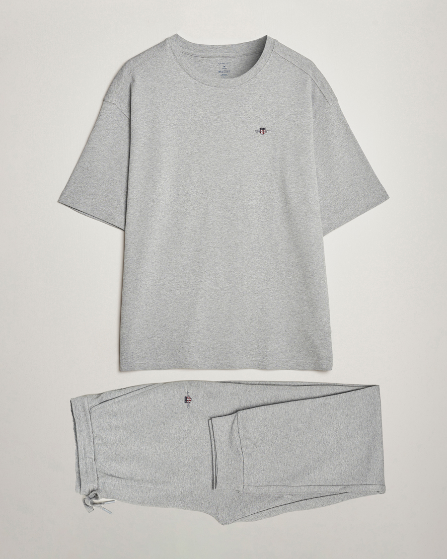 Herren | Schlafanzüge & Bademäntel | GANT | Premium Loungewear Set Grey Melange
