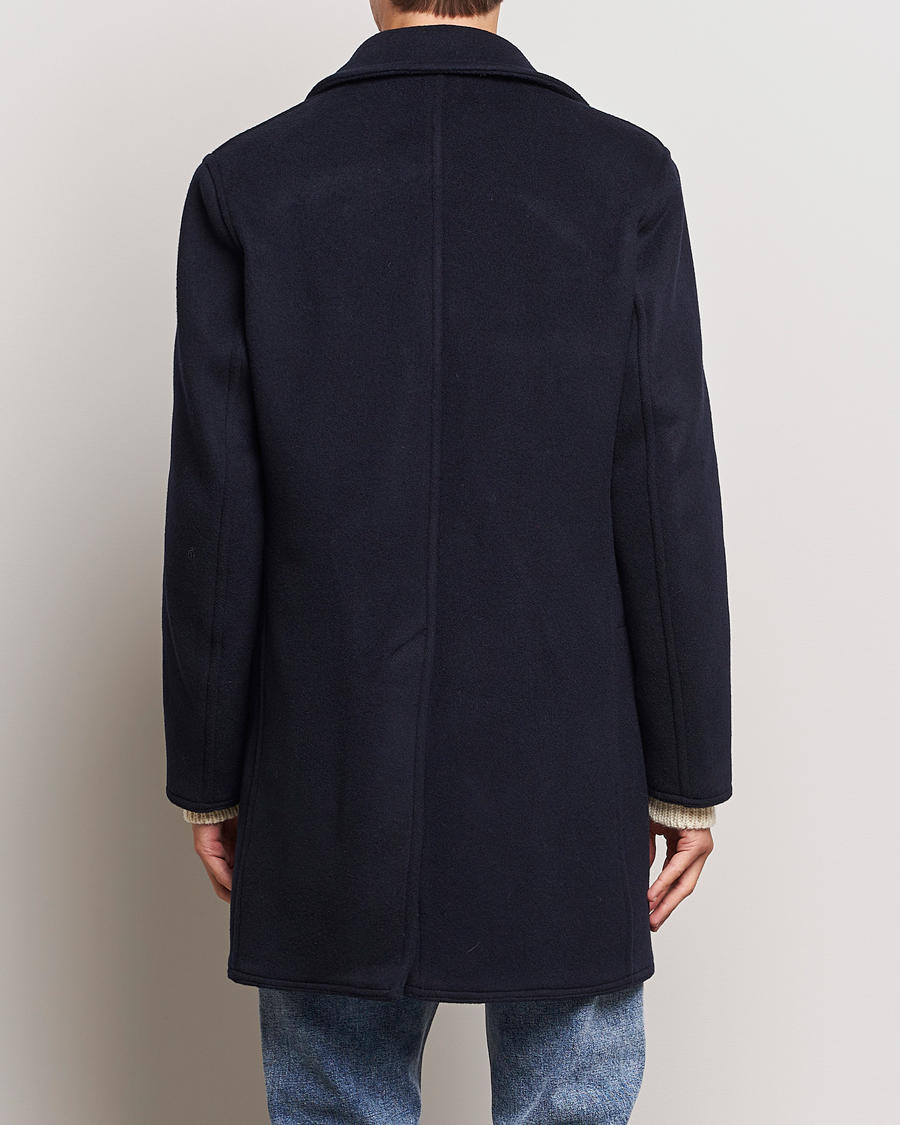 Herren | Jacken | Gloverall | Churchill Long Reefer Peacoat Navy Royal