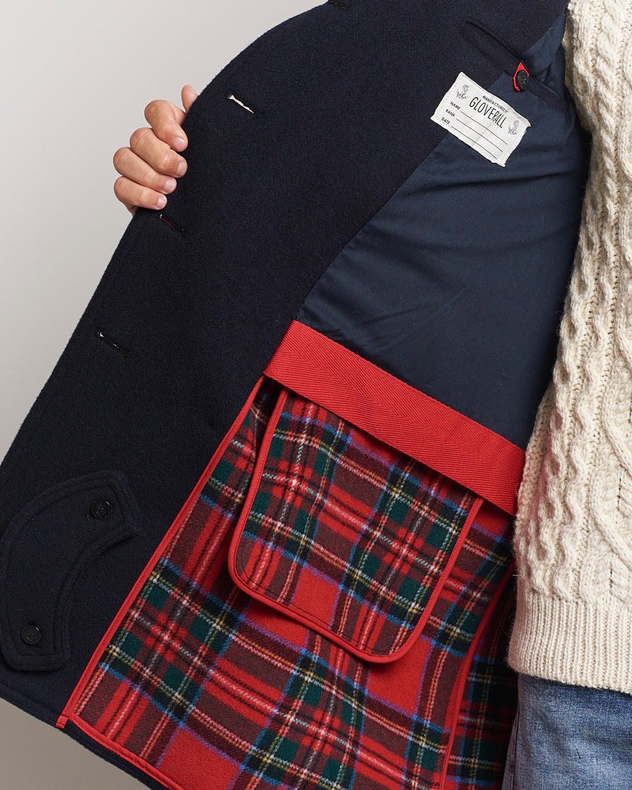 Herren | Jacken | Gloverall | Churchill Long Reefer Peacoat Navy Royal