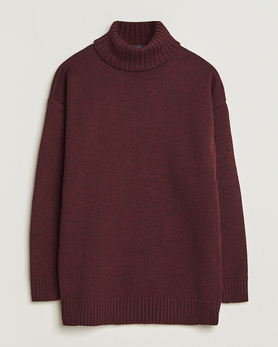 Herren | Pullover | Gloverall | Submariner Chunky Wool Roll Neck Burgundy