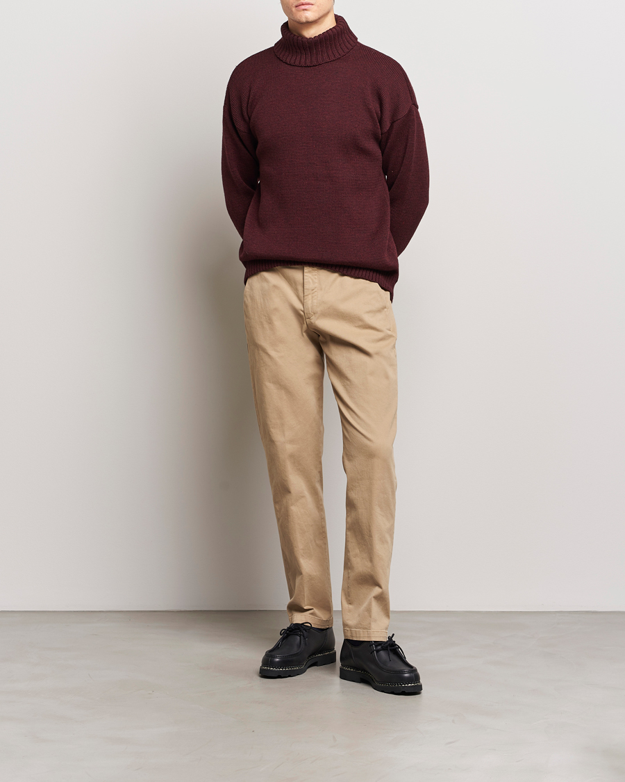 Herren | Pullover | Gloverall | Submariner Chunky Wool Roll Neck Burgundy
