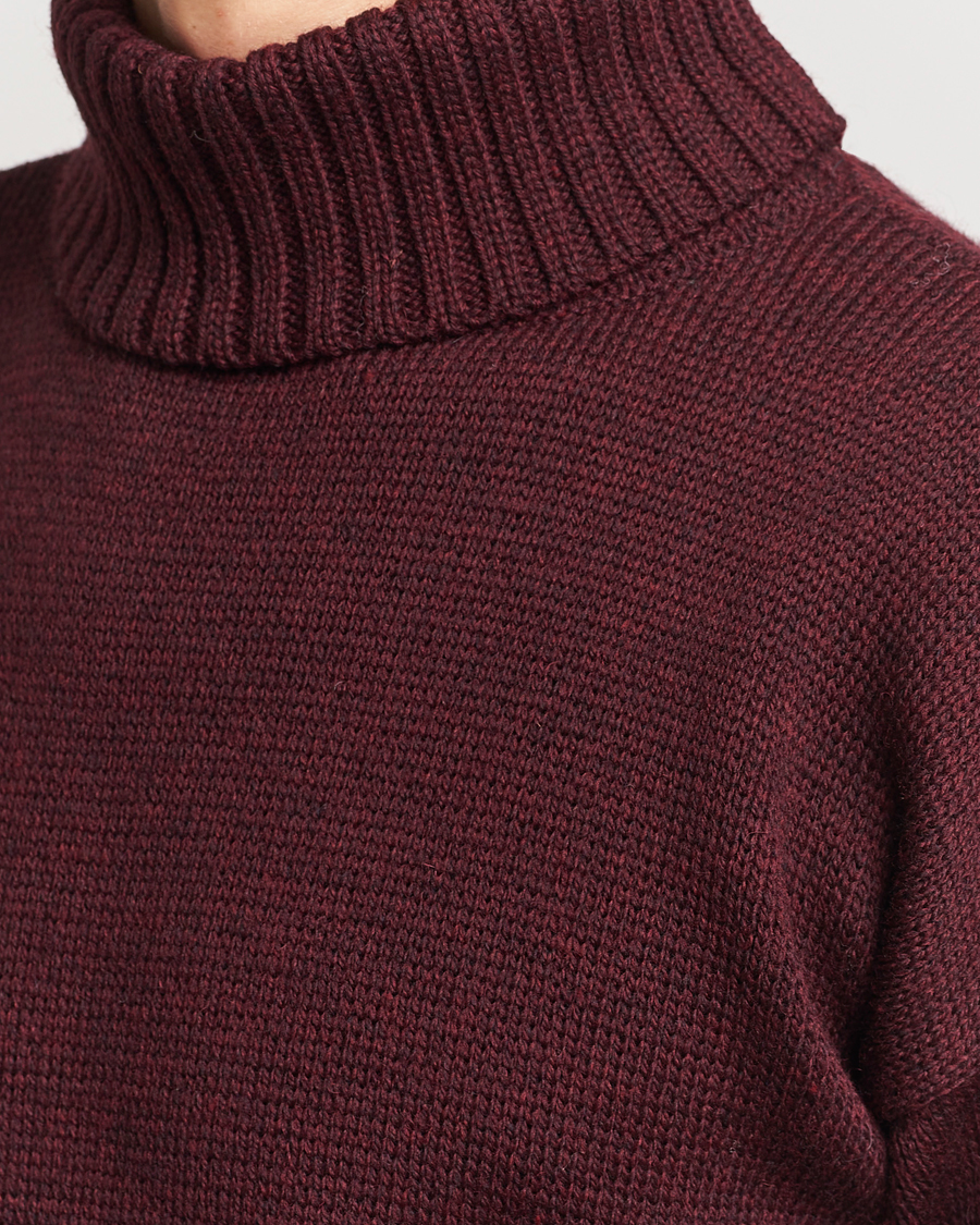 Herren | Pullover | Gloverall | Submariner Chunky Wool Roll Neck Burgundy
