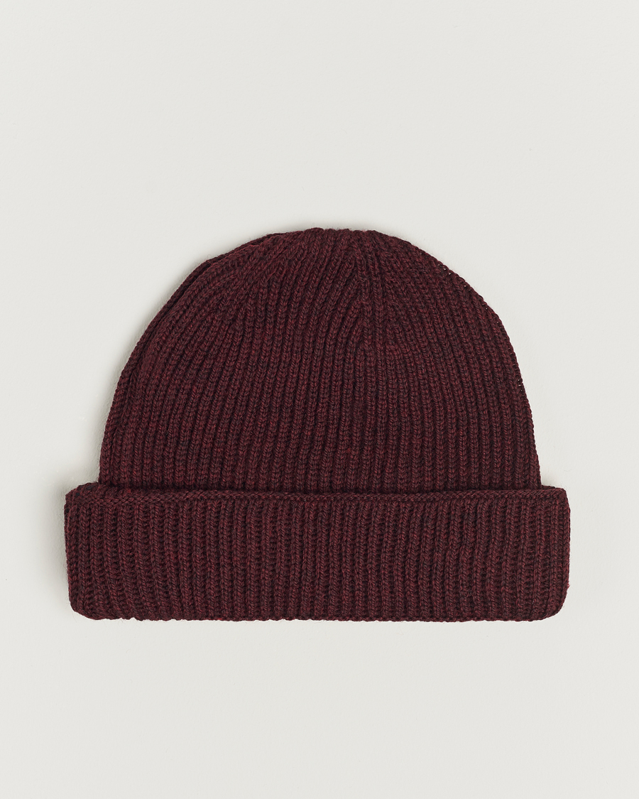 Herren | Gloverall Fisherman Lambswool Beanie Burgundy | Gloverall | Fisherman Lambswool Beanie Burgundy