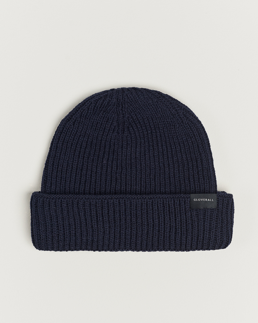 Herren | Gloverall Fisherman Lambswool Beanie Navy | Gloverall | Fisherman Lambswool Beanie Navy