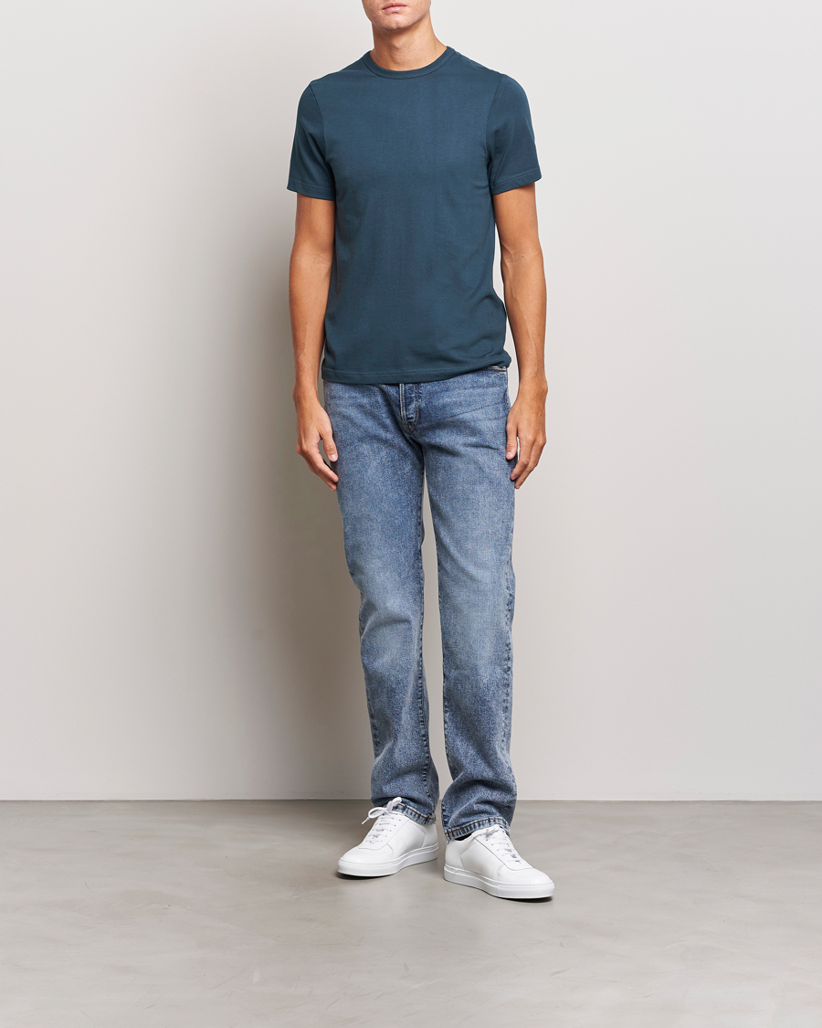 Herren | T-Shirts | Merz b. Schwanen | 1950s Classic Loopwheeled T-Shirt Mineral Blue