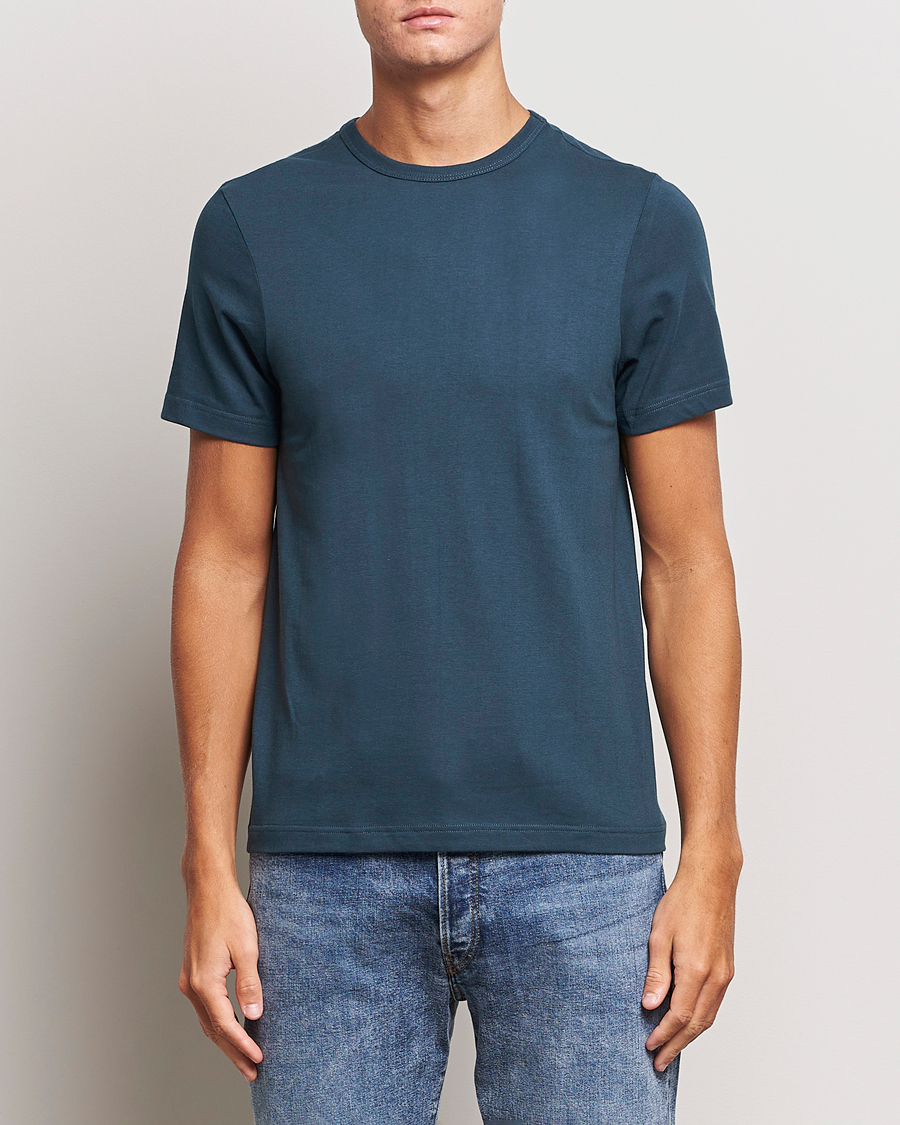 Herren | T-Shirts | Merz b. Schwanen | 1950s Classic Loopwheeled T-Shirt Mineral Blue