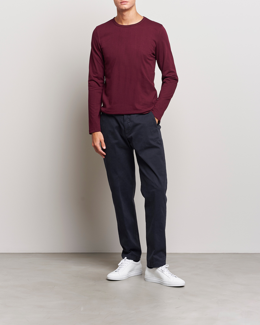 Herren | T-Shirts | Merz b. Schwanen | 1950s Classic Loopwheeled Longsleeve T-Shirt Ruby Red