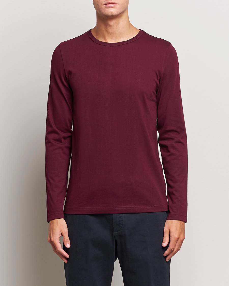 Herren | T-Shirts | Merz b. Schwanen | 1950s Classic Loopwheeled Longsleeve T-Shirt Ruby Red