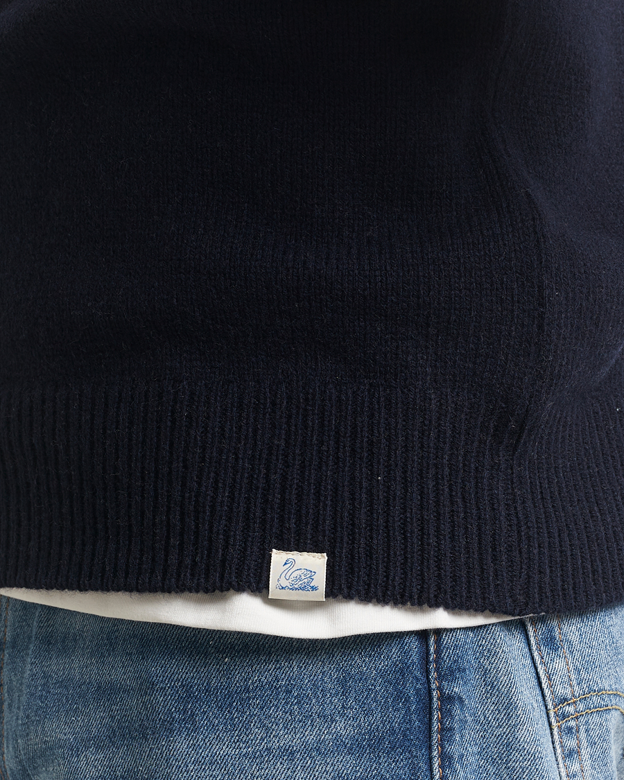 Herren | Pullover | Merz b. Schwanen | Merino/Cashmere Knitted Sweater Dark Navy