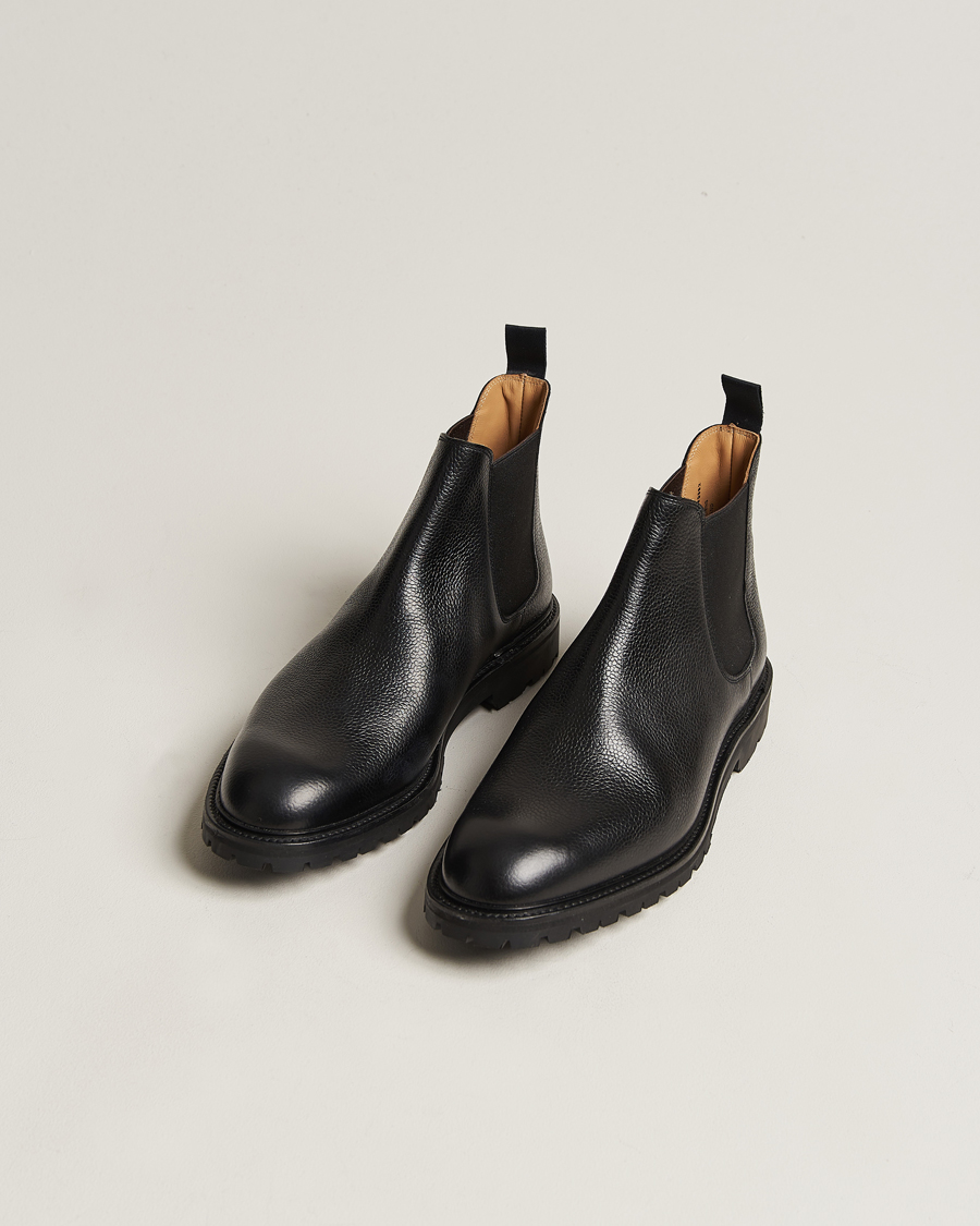 Herren | Handgefertigte Schuhe - Schuhspanner inklusive | Crockett & Jones | Chelsea 11 Black Calf Grained