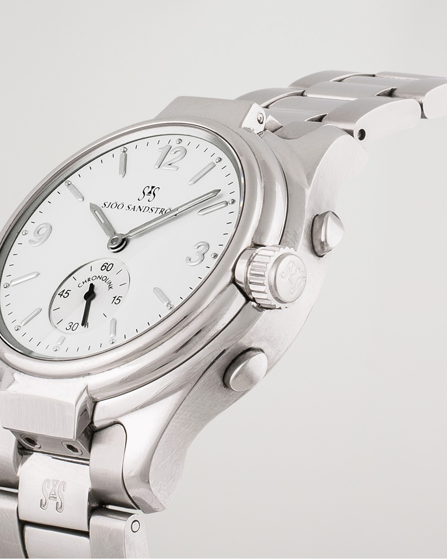 Herren | Sjöö Sandström Pre-Owned Chronolink Worldtimer WT 6202 Steel White | Sjöö Sandström Pre-Owned | Chronolink Worldtimer WT 6202 Steel White