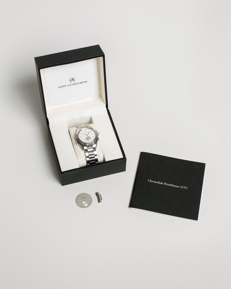 Herren | Sjöö Sandström Pre-Owned Chronolink Worldtimer WT 6202 Steel White | Sjöö Sandström Pre-Owned | Chronolink Worldtimer WT 6202 Steel White