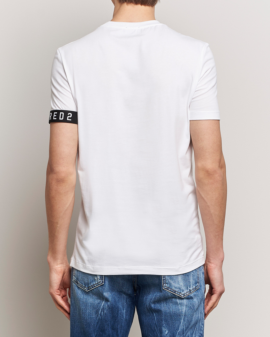 Herren | T-Shirts | Dsquared2 | Taped Logo Crew Neck T-Shirt White/Black