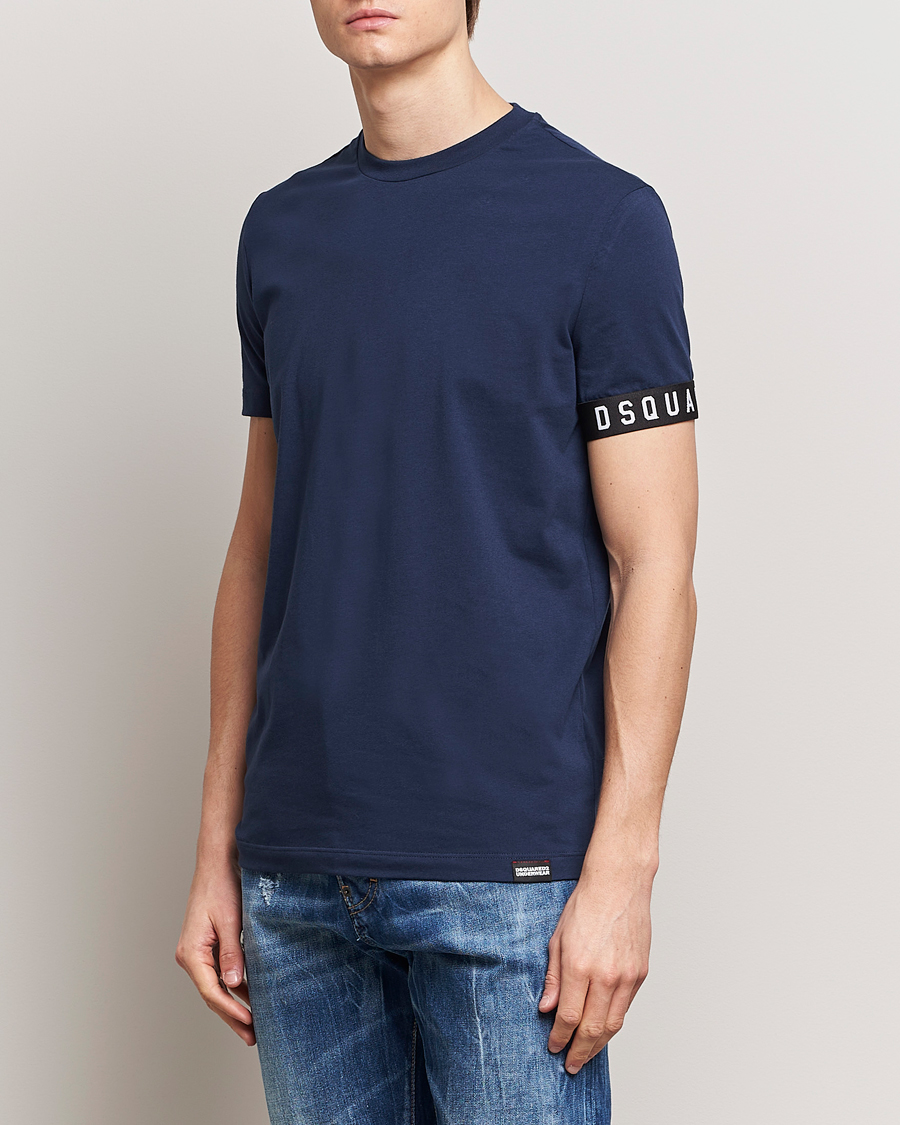 Herren | 30% sale | Dsquared2 | Taped Logo Crew Neck T-Shirt Navy/White