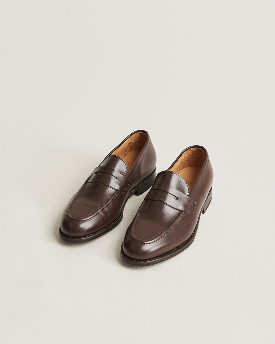 Herren | Handgefertigte Schuhe | Myrqvist | Stenhammar Loafer Dark Brown Calf