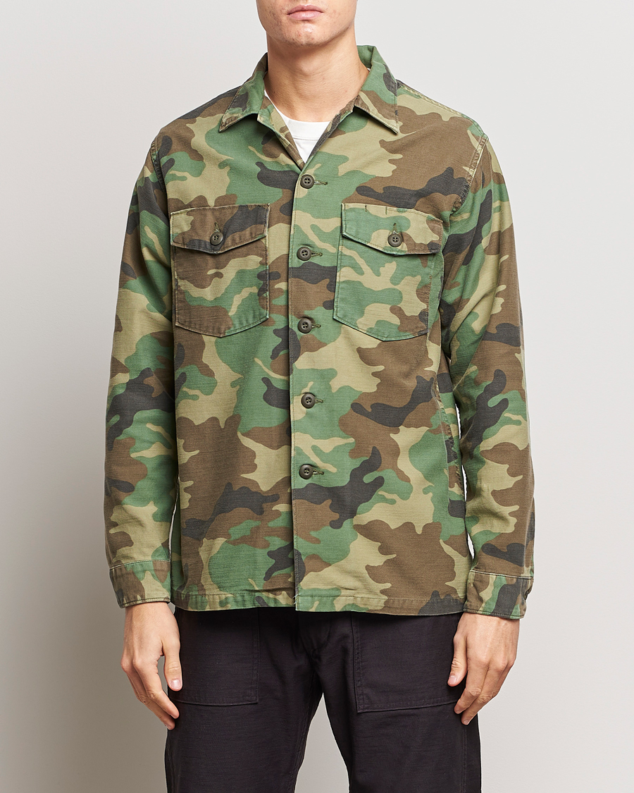 Herren | Hemden | orSlow | Cotton Sateen US Army Overshirt Woodland Camo