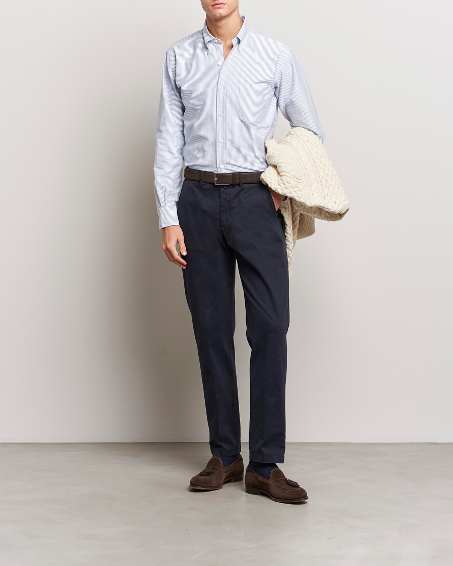 Herren | Hemden | Kamakura Shirts | Vintage Ivy Oxford Button Down Shirt Blue Stripe