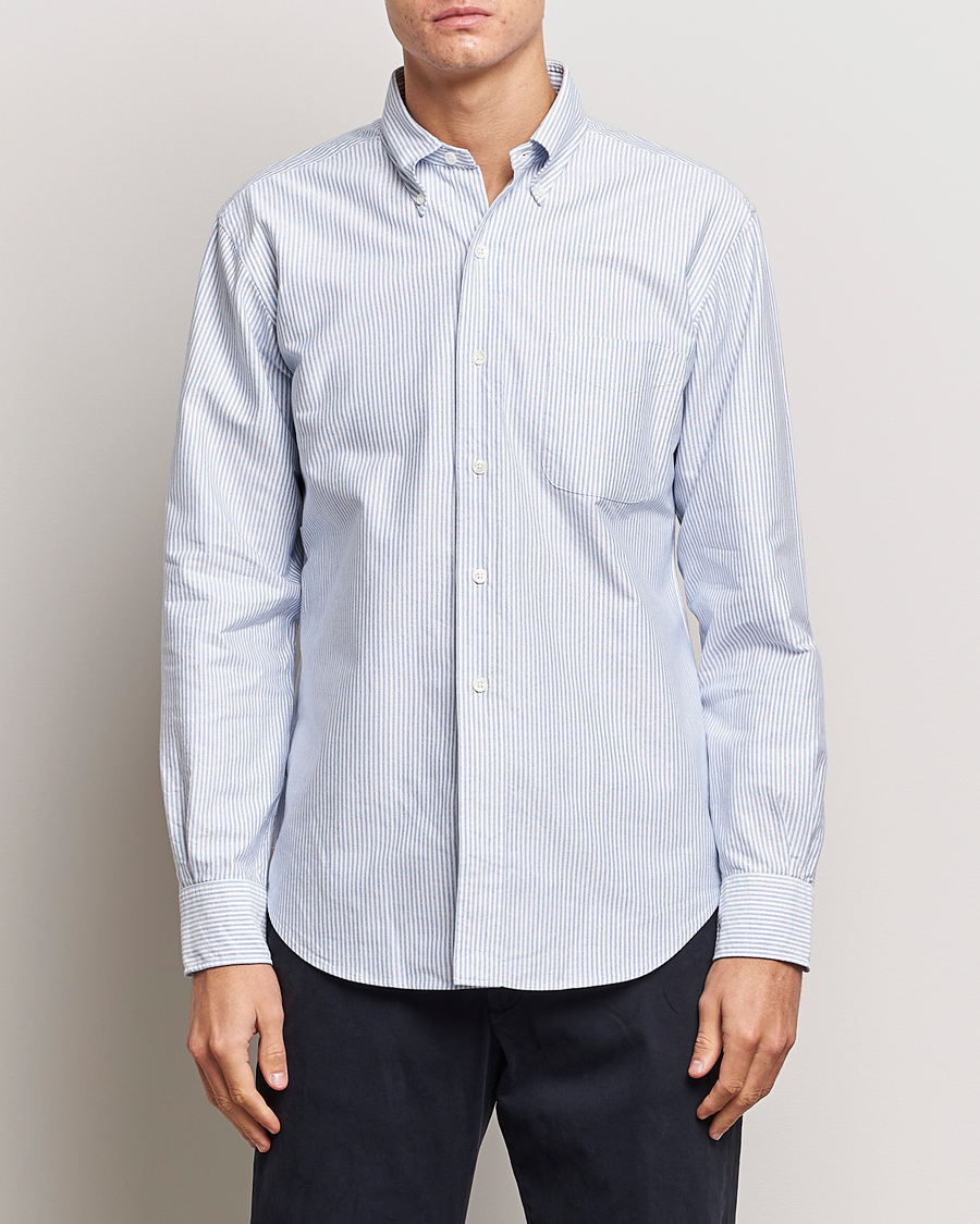 Herren | Hemden | Kamakura Shirts | Vintage Ivy Oxford Button Down Shirt Blue Stripe