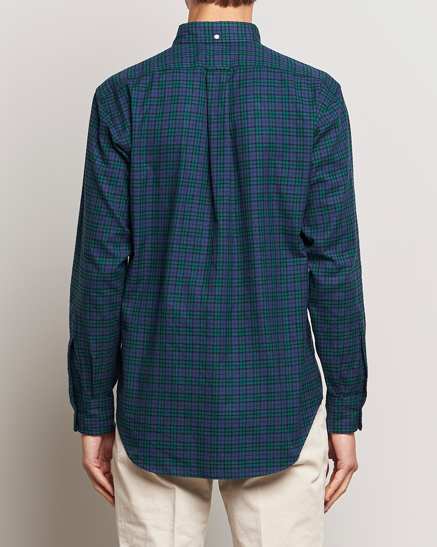 Herren | Hemden | Kamakura Shirts | Vintage Ivy Blackwatch Flannel Shirt Navy/Green