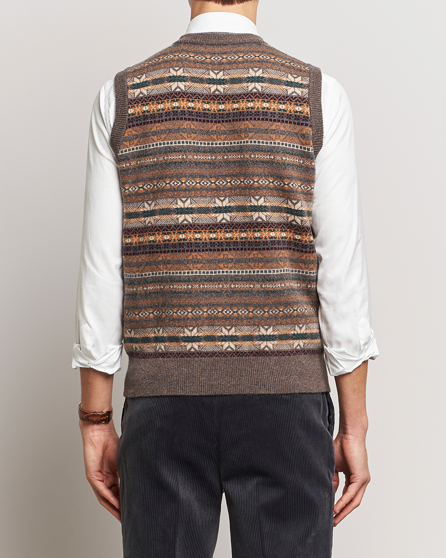 Herren | Pullover | Beams F | Cashmere Fairisle Vest Dark Brown