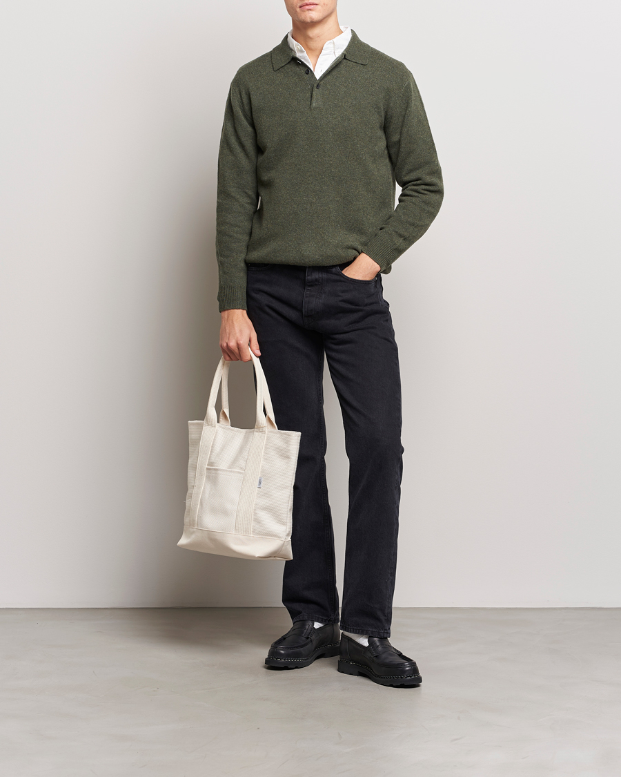 Herren | Pullover | BEAMS PLUS | Long Sleeve Knitted Polo Olive