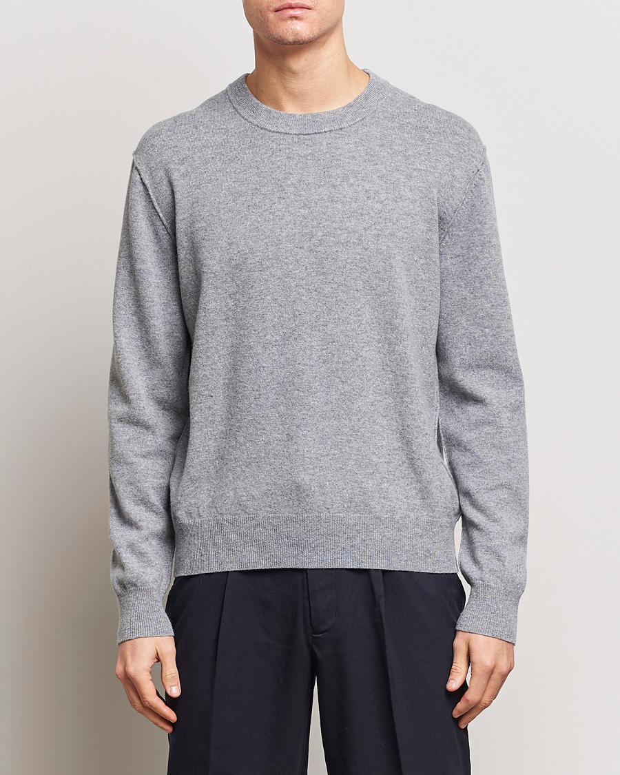 Herren | Filippa K | Filippa K | 93 Knitted Lambswool Crew Neck Sweater Grey Melange