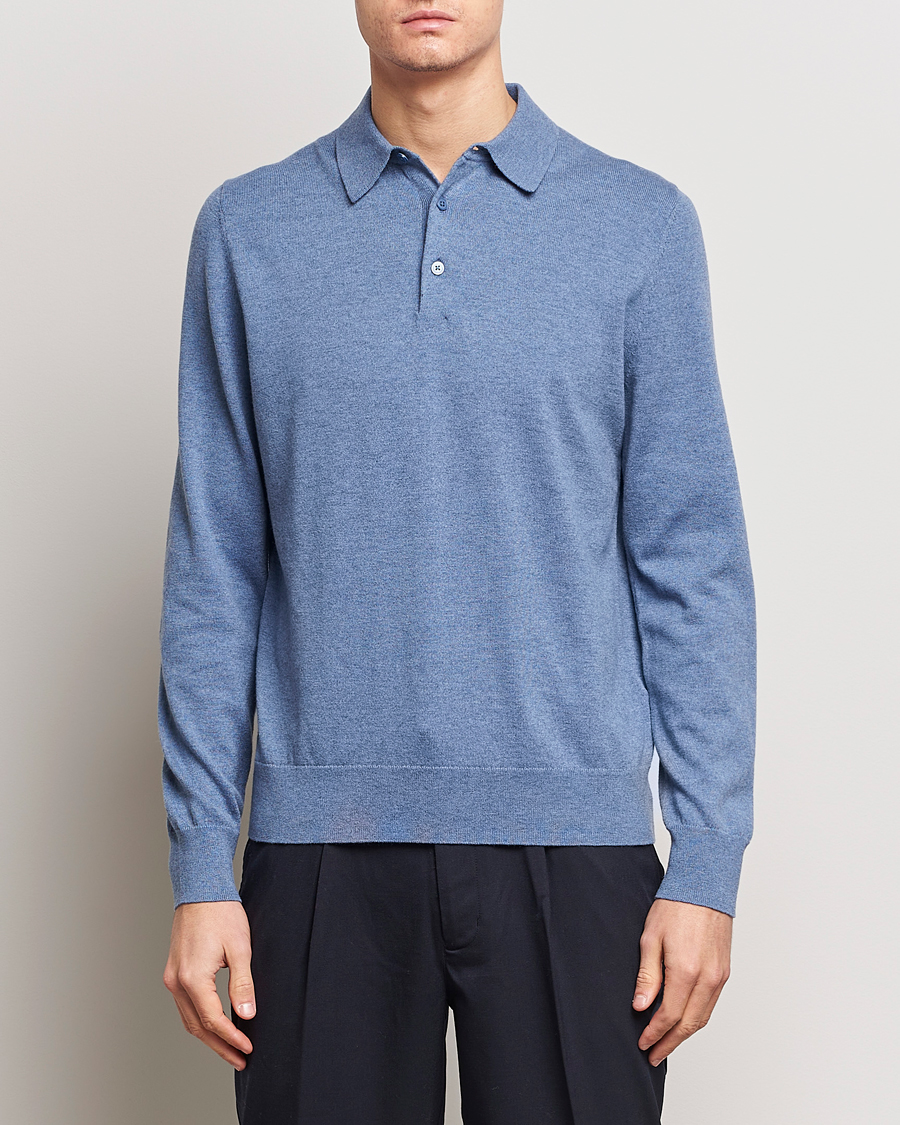 Herren | Sale kleidung | Filippa K | Knitted Polo Shirt Paris Blue