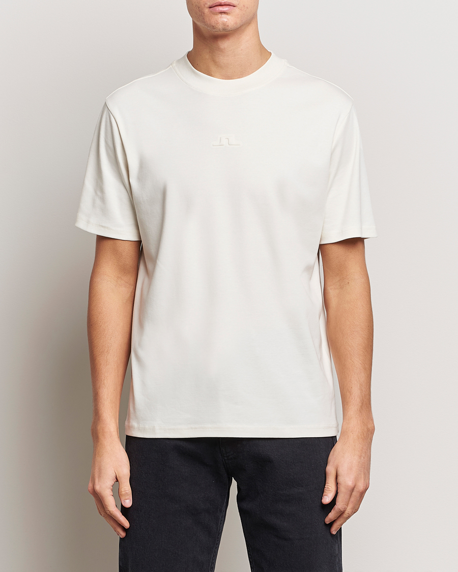Herren | J.Lindeberg | J.Lindeberg | Adnan Logo Mock Neck T-Shirt Cloud White