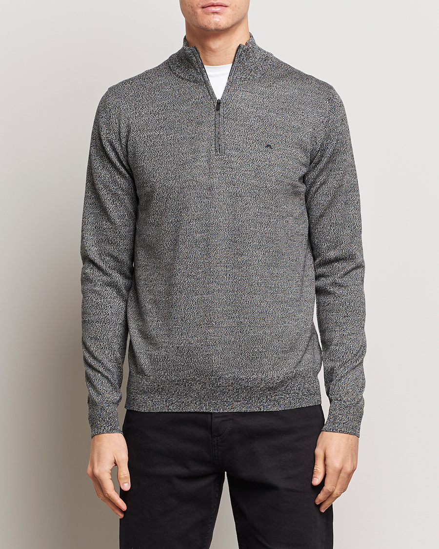 Herren | Half-zip | J.Lindeberg | Kiyan Quarter Zip Wool Sweater Black Melange