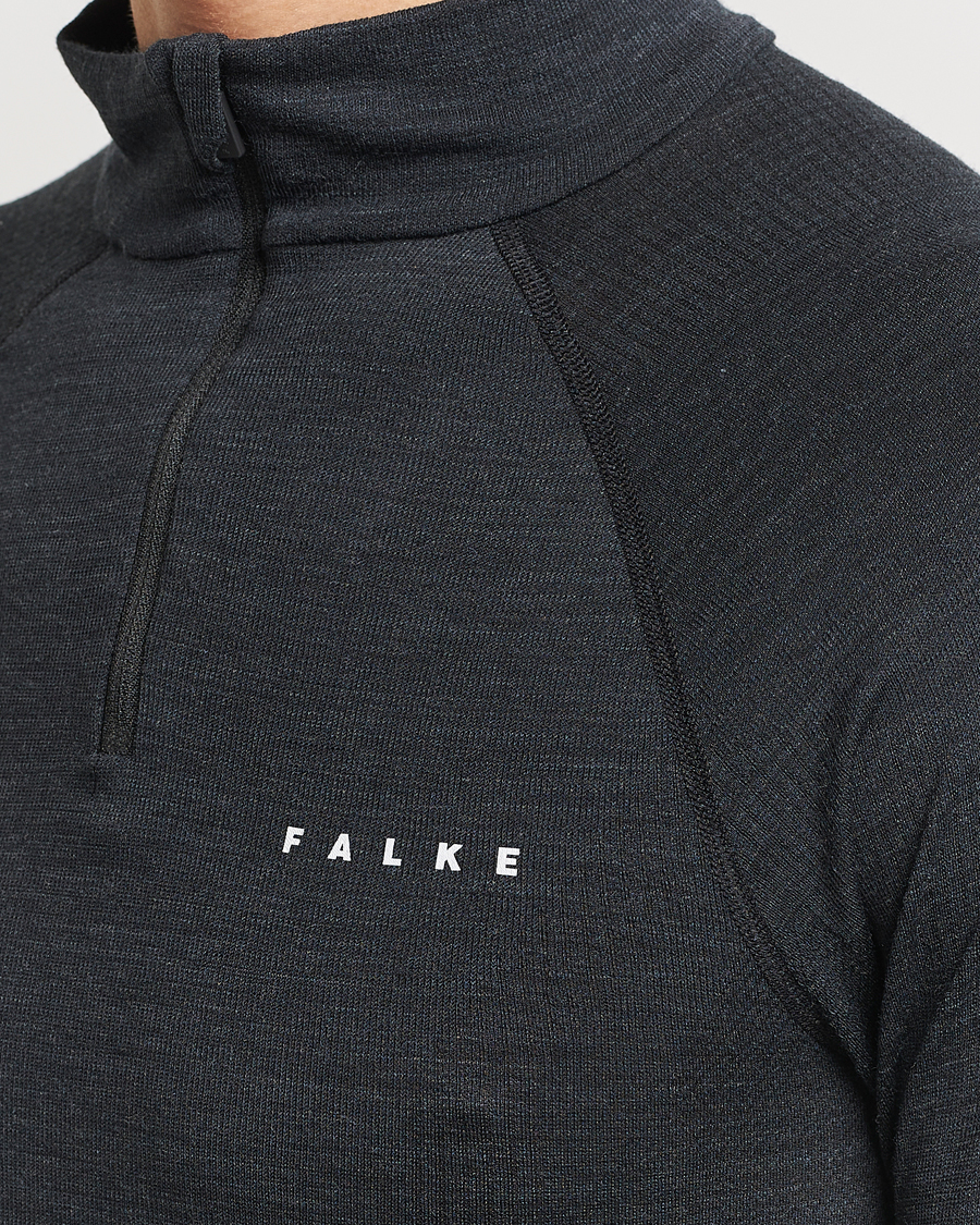 Herren | Pullover | Falke | Sport Long Sleeve Wool Tech Half Zip Shirt Black