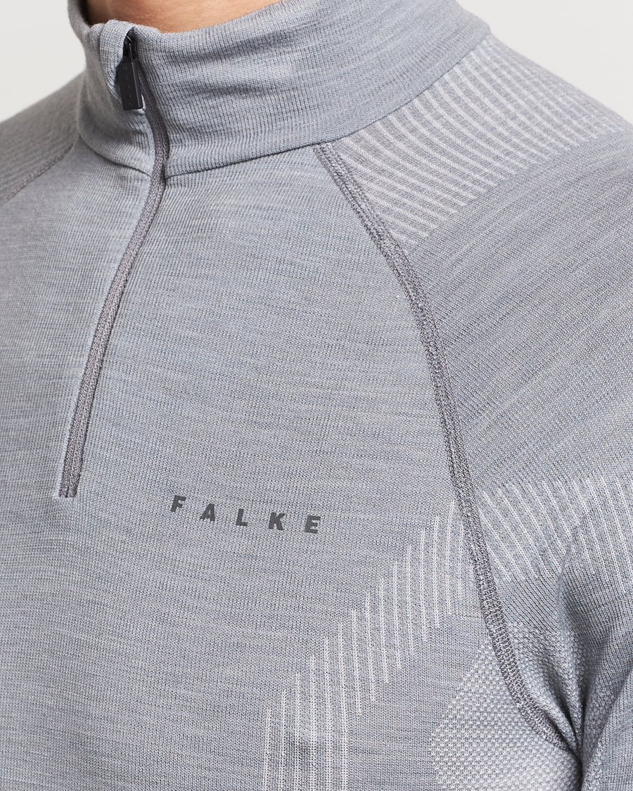 Herren | Pullover | Falke Sport | Falke Long Sleeve Wool Tech half Zip Shirt Grey Heather