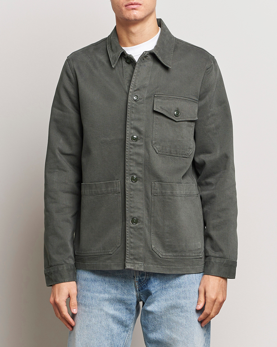 Herren | Summer | A Day's March | Patch Pocket Sturdy Twill Overshirt Olive
