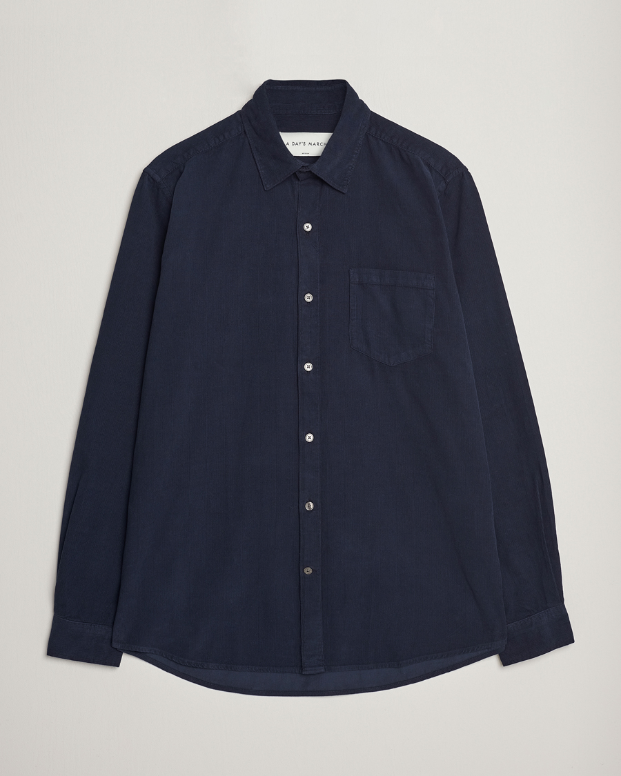 Herren | Hemden | A Day's March | Daintree Baby Cord Shirt Navy