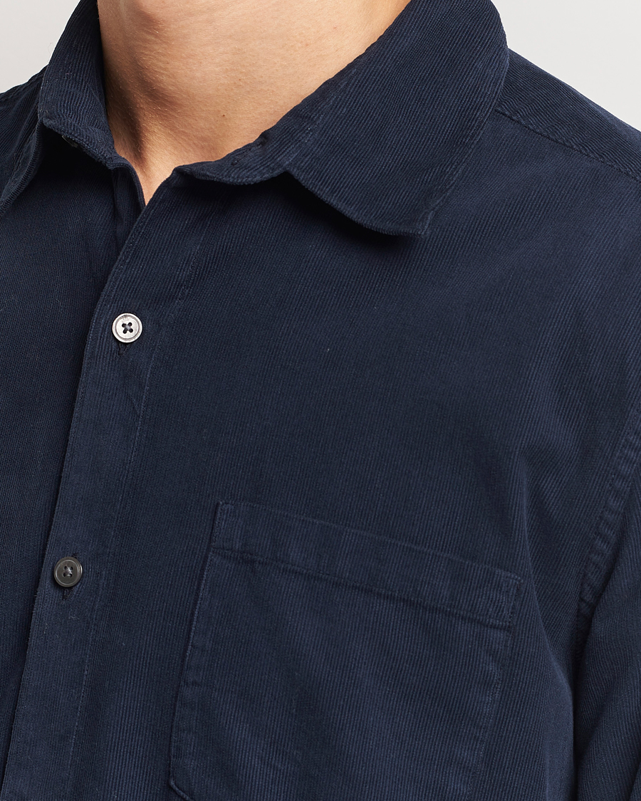 Herren | Hemden | A Day's March | Daintree Baby Cord Shirt Navy